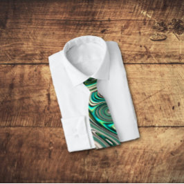 Blauwgroen Paua Abalone Shell Fractal Abstract Pat Stropdas