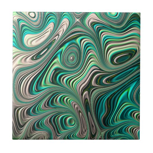 Blauwgroen Paua Abalone Shell Fractal Abstract Pat Tegeltje (Voorkant)