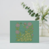 Blauwgroen pauw Briefkaart (Staand voorkant)