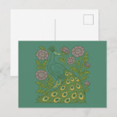 Blauwgroen pauw Briefkaart (Voorkant / Achterkant)