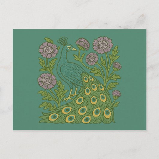 Blauwgroen pauw Briefkaart (Voorkant)