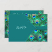 Blauwgroen Pauw Elegante Pauw bruiloft RSVP (Voorkant / Achterkant)