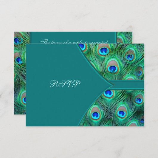 Blauwgroen Pauw Elegante Pauw bruiloft RSVP (Voorkant / Achterkant)