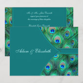Blauwgroen Pauw Elegante Pauw Huwelijksuitnodiging Kaart (Voorkant / Achterkant)
