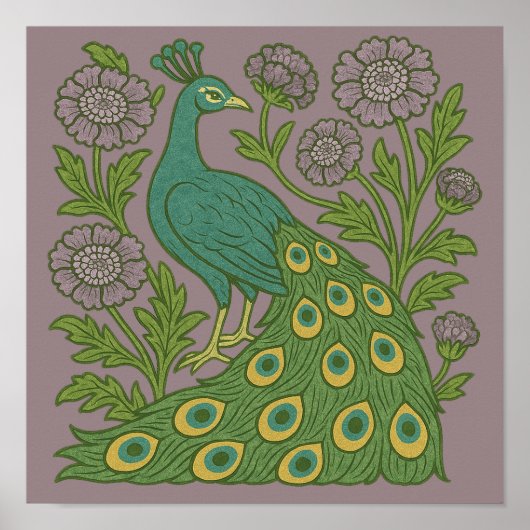 Blauwgroen pauw Poster (Voorkant)
