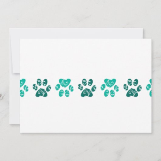 Blauwgroen Pauw Print Pattern in Blauwgroen - Birt Kaart (Achterkant)