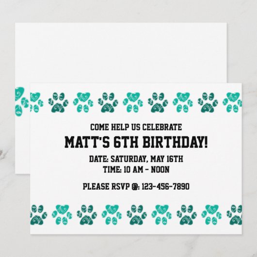 Blauwgroen Pauw Print Pattern in Blauwgroen - Birt Kaart (Voorkant / Achterkant)