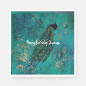 Blauwgroen pauw servet (Voorkant)