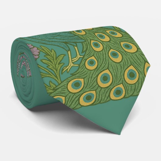 Blauwgroen pauw Stropdas (Opgerold)
