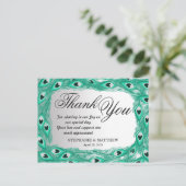 Blauwgroen Pauw Veren op Witte tot Grijze Gradient Briefkaart (Staand voorkant)