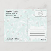 Blauwgroen Pauw Veren op Witte tot Grijze Gradient Briefkaart (Achterkant)