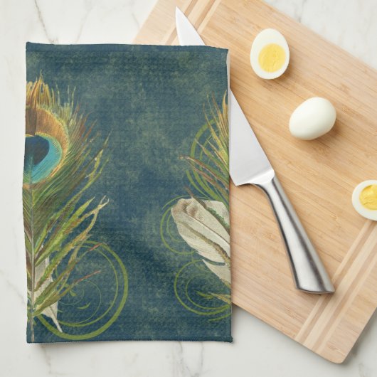  Blauwgroen pauwenveer stijlvol Theedoek (Quarter Fold)