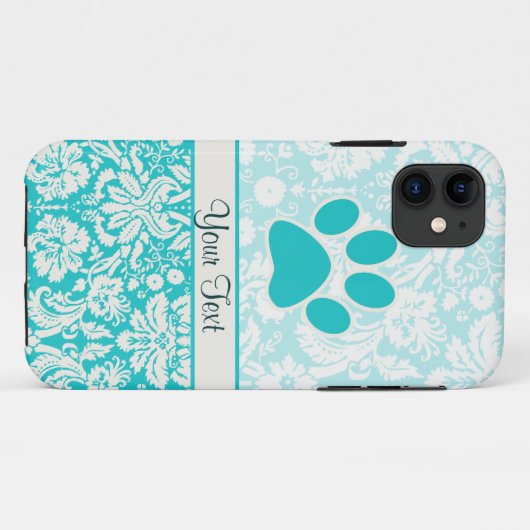 Blauwgroen Paw-afdrukken Case-Mate iPhone Case (Achterkant (horizontaal))