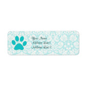 Blauwgroen Paw-afdrukken Etiket (Voorkant)