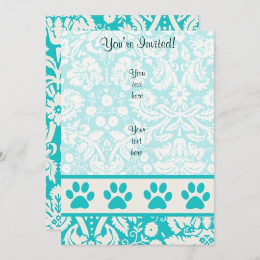 Blauwgroen Paw-afdrukken Kaart (Voorkant / Achterkant)