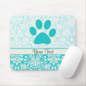 Blauwgroen Paw-afdrukken Muismat (Met muis)