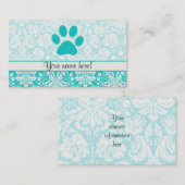 Blauwgroen Paw-afdrukken Visitekaartje (Voorkant / Achterkant)
