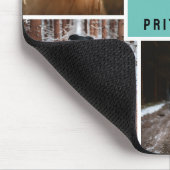 Blauwgroen Paw Dog Fotocollage & Monogram Muismat (Hoek)