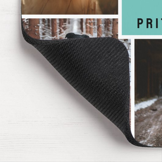 Blauwgroen Paw Dog Fotocollage & Monogram Muismat (Hoek)