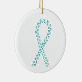 Blauwgroen Pawprint lint Keramisch Ornament (Rechts)