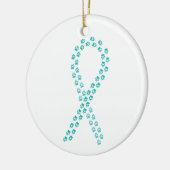 Blauwgroen Pawprint lint Keramisch Ornament (Links)