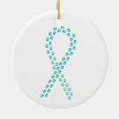 Blauwgroen Pawprint lint Keramisch Ornament (Achterkant)