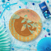 Blauwgroen peach en goud met browsers papieren bordje (Feest)