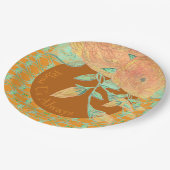 Blauwgroen peach en goud met browsers papieren bordje (Gekanteld)