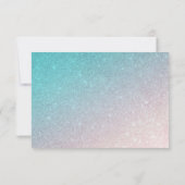 *~* Blauwgroen Peach Glitter Beach AR4 Weddenschap RSVP Kaartje (Achterkant)