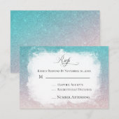 *~* Blauwgroen Peach Glitter Beach AR4 Weddenschap RSVP Kaartje (Voorkant / Achterkant)