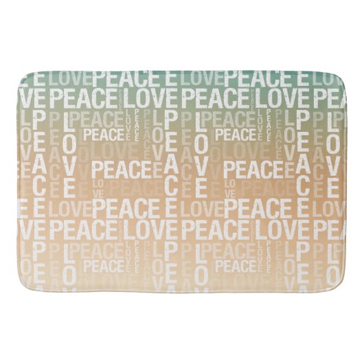 Blauwgroen Peach Gold White Peace Love Badmat (Voorkant)