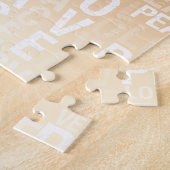 Blauwgroen Peach Gold White Peace Love Legpuzzel (Zijkant)