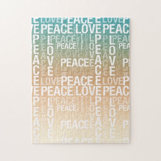 Blauwgroen Peach Gold White Peace Love Legpuzzel (Verticaal)