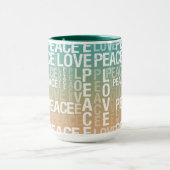 Blauwgroen Peach Gold White Peace Love             Mok (Midden)