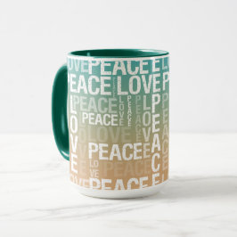 Blauwgroen Peach Gold White Peace Love Mok