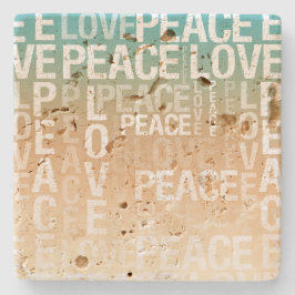 Blauwgroen Peach Gold White Peace Love Stenen Onderzetter