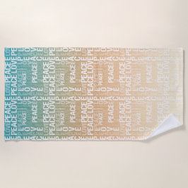 Blauwgroen Peach Gold White Peace Love Strandlaken