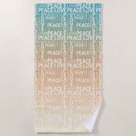 Blauwgroen Peach Gold White Peace Love Strandlaken