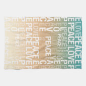 Blauwgroen Peach Gold White Peace Love Theedoek (Horizontaal)