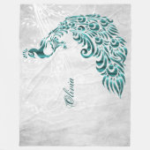 Blauwgroen Peacock - Aangepaste vlootzak Fleece Deken (Voorkant)