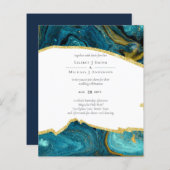 Blauwgroen Peacock Blue Gold Agaat bruiloft (Voorkant / Achterkant)