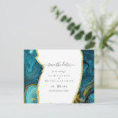 Blauwgroen Peacock Blue Gold Agaat bruiloft Briefkaart (Staand voorkant)