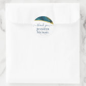 Blauwgroen Peacock Blue Gold Agaat bruiloft Ronde Sticker (Tas)