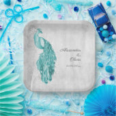 Blauwgroen Peacock Bruiloft Douche Papier Borden Papieren Bordje (Feest)