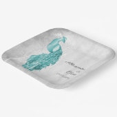 Blauwgroen Peacock Bruiloft Douche Papier Borden Papieren Bordje (Gebogen)