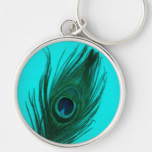 Blauwgroen Peacock-doezelaar Grote Premium-Sleutel Sleutelhanger