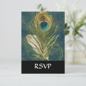  Blauwgroen Peacock-doezelaar RSVP Kaartje (Staand voorkant)