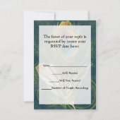 Blauwgroen Peacock-doezelaar RSVP Kaartje (Achterkant)