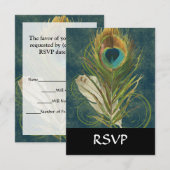  Blauwgroen Peacock-doezelaar RSVP Kaartje (Voorkant / Achterkant)