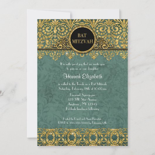 Blauwgroen Peacock Engels Manor Art Deco Nouveau D Kaart (Voorkant)